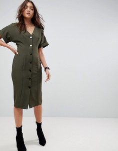 Платье миди на пуговицах ASOS - Зеленый