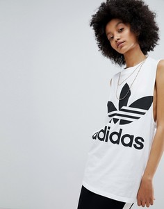 Белая майка с логотипом-трилистником adidas Originals - Белый