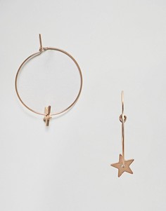 Серьги-кольца со звездами Nylon - Золотой