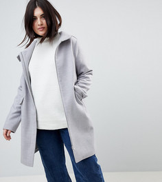 Пальто с капюшоном и молнией ASOS CURVE - Серый