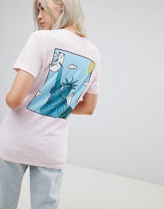 Свободная футболка с принтом Статуя Свободы на спине Rip N Dip - Розовый