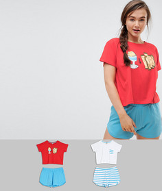 Пижамный комплект с футболкой и шортами (2 шт.) ASOS - Мульти