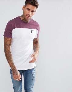Белая обтягивающая футболка с фиолетовой вставкой 11 Degrees - Белый