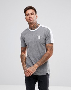 Серая обтягивающая футболка с контрастной спиной 11 Degrees - Серый