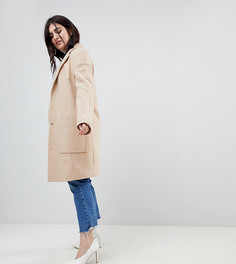 Пальто с креповыми карманами ASOS CURVE - Светло-бежевый