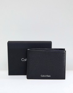Бумажник из зернистой кожи с карманом для монет Calvin Klein 5CC - Черный