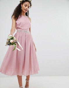 Платье миди с пышной юбкой TFNC - Розовый