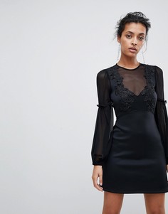 А-образное платье мини с кружевом ASOS - Черный
