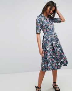 Платье с цветочным принтом и пуговицами Uttam Boutique - Мульти