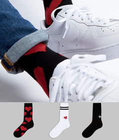 3 пары носков с сердечками ASOS Valentines - Мульти