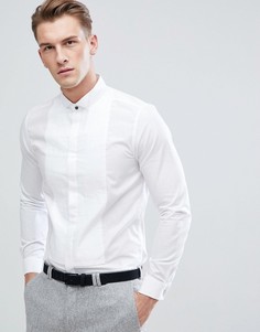 Белая приталенная рубашка со складками Burton Menswear - Белый
