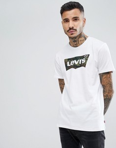 Белая футболка с камуфляжным логотипом Levis - Белый