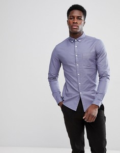 Облегающая эластичная оксфордская рубашка ASOS - Синий