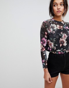 Темная блузка с цветочным принтом Ax Paris - Мульти