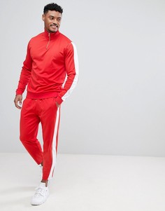 Красный спортивный костюм в стиле ретро с белыми вставками ASOS - Красный