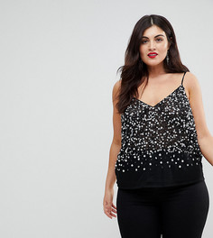 Топ на бретелях с отделкой пайетками ASOS CURVE - Черный