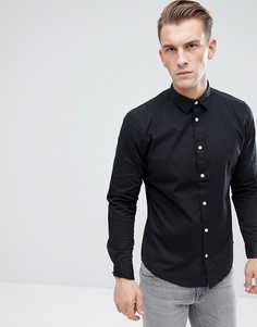 Черная облегающая рубашка из хлопкового поплина Esprit - Черный