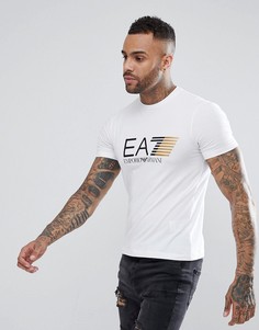 Белая облегающая эластичная футболка с крупным логотипом EA7 - Белый