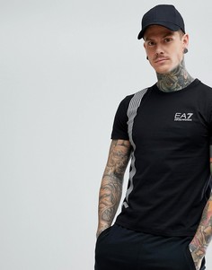 Черная футболка классического кроя с 7 полосками EA7 - Черный