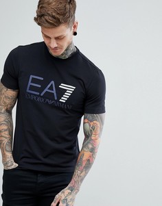 Черная облегающая эластичная футболка с крупным логотипом EA7 - Черный