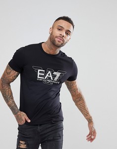 Черная футболка классического кроя с логотипом EA7 - Черный