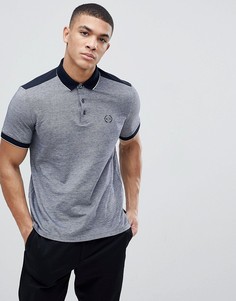 Облегающая меланжевая футболка-поло с окантовкой Armani Exchange - Темно-синий