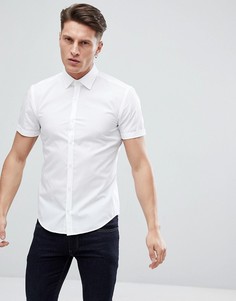 Белая поплиновая рубашка с короткими рукавами HUGO - Белый