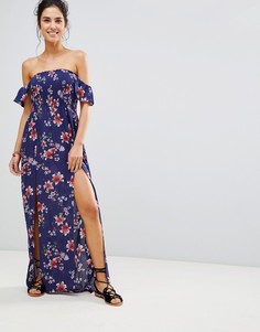 Пляжное платье макси с присборенным лифом New Look - Темно-синий