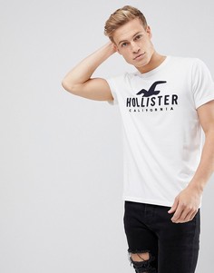 Белая футболка с большим логотипом Hollister - Белый