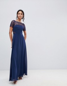 Платье макси с кружевными вставками ASOS - Темно-синий