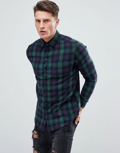 Зеленая рубашка классического кроя в клетку boohooMAN - Зеленый