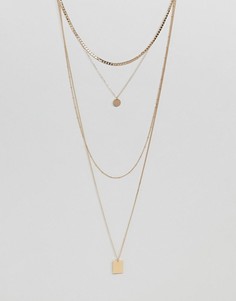 Ожерелье из цепочек в несколько рядов ASOS - Золотой