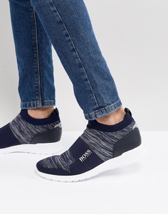 Темно-синие трикотажные кроссовки BOSS - Темно-синий