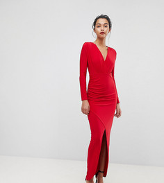 Платье макси с глубоким вырезом и запахом Outrageous Fortune - Красный