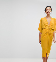 Трикотажное платье миди с узелком Outrageous Fortune - Желтый