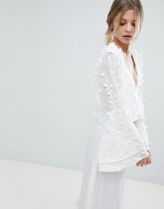 Пиджак с расклешенными рукавами и 3D-цветами Y.A.S - Белый