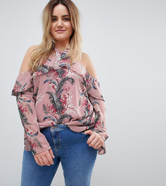 Топ с открытыми плечами и пальмовым принтом Glamorous Curve - Розовый