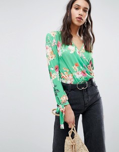 Боди с длинными рукавами и цветочным принтом ASOS - Мульти