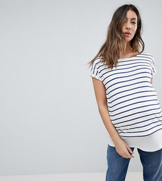 Двухслойный топ в полоску с круглым вырезом ASOS MATERNITY NURSING - Темно-синий