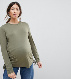 Двухслойный лонгслив со сборками ASOS MATERNITY NURSING - Зеленый
