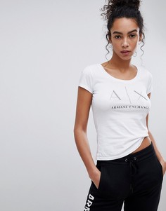 Футболка с логотипом и овальным вырезом Armani Exchange - Белый