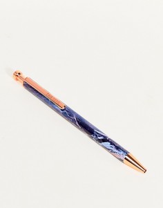 Синяя шариковая ручка с мраморным принтом Ohh Deer - Мульти