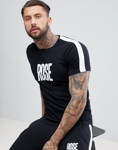 Обтягивающая футболка с крупным логотипом Rose London - Черный