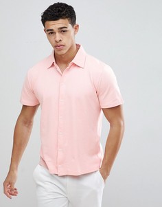 Розовая рубашка из пике с короткими рукавами boohooMAN - Розовый