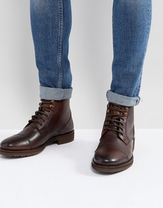 Коричневые кожаные ботинки на шнуровке Burton Menswear - Коричневый