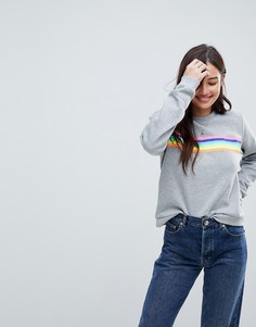 Свитшот с разноцветными полосками ASOS - Серый