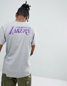 Серая футболка с принтом на спине New Era NBA Los Angeles Lakers - Серый