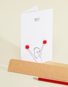 Поздравительная открытка Yay! с 3D-помпонами Nocturnal Paper - Мульти