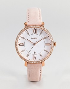 Часы 36 мм с розовым кожаным ремешком Fossil ES4303 Jacqueline - Розовый