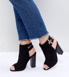 Ботильоны для широкой стопы в стиле вестерн с застежками-пряжками и открытым носком New Look - Черный